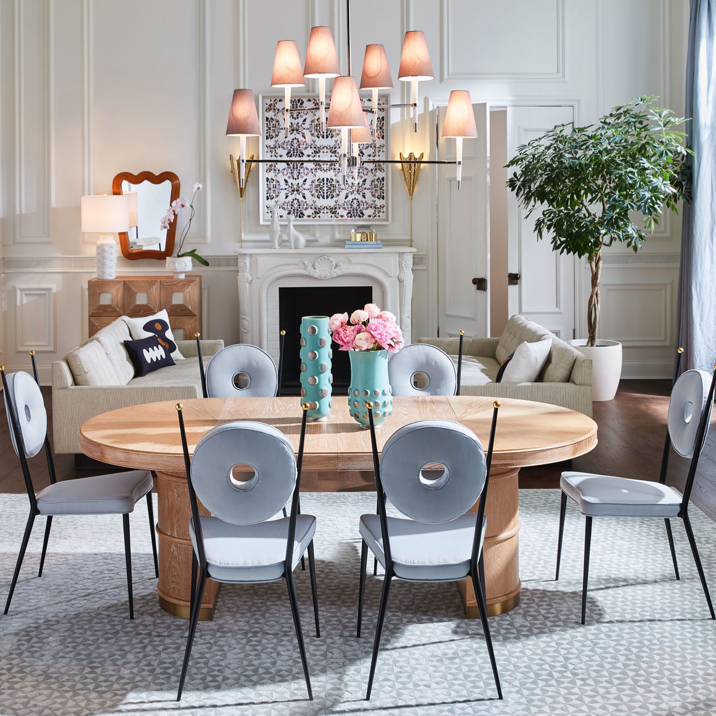 toklas rectangle pillow with Riviera Oval Cocktail Table