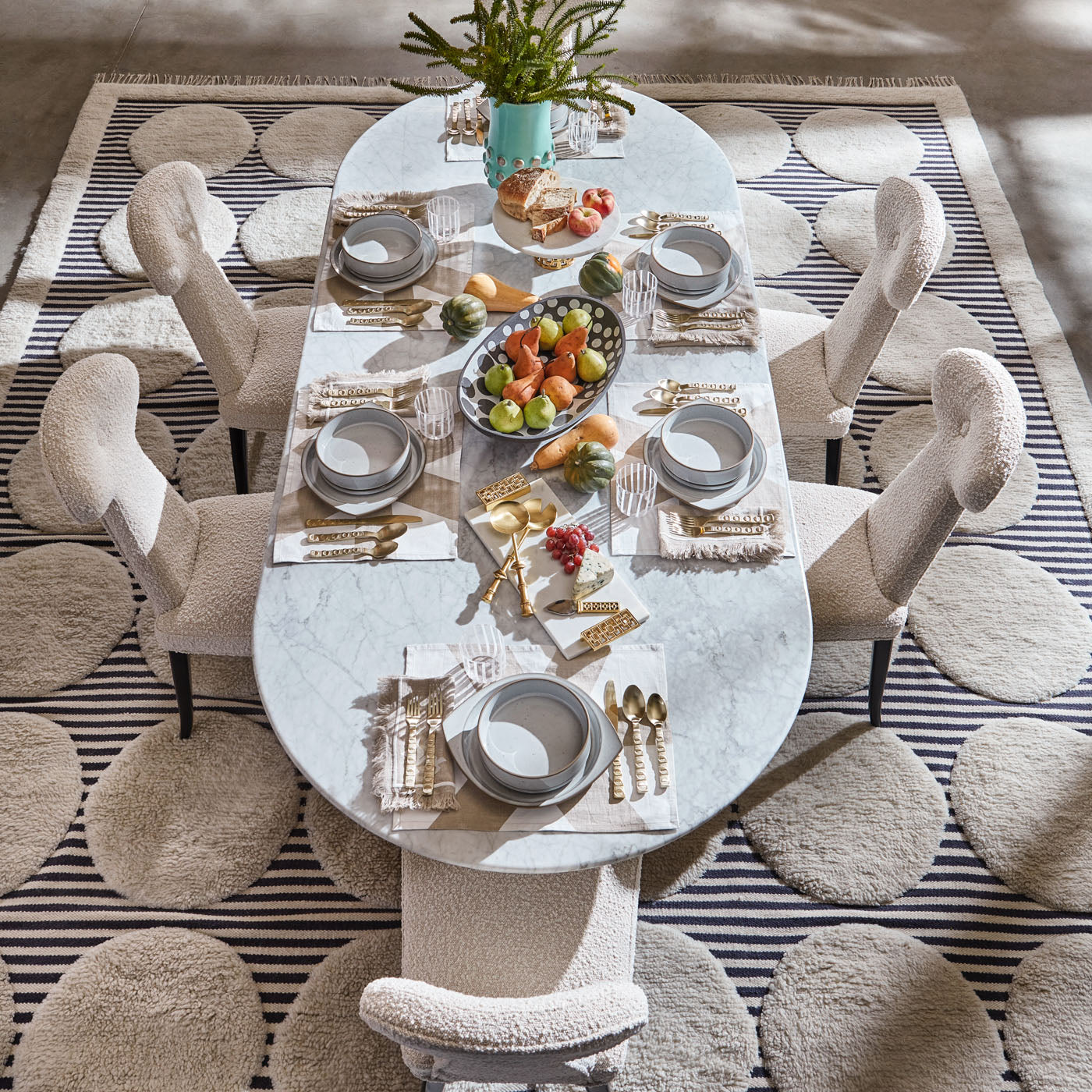 brussels dining table vera dining chairs big sur dinnerware collection - styled view