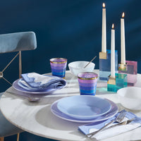ether dinnerware ripple table linens monte carlo candle holders - styled view
