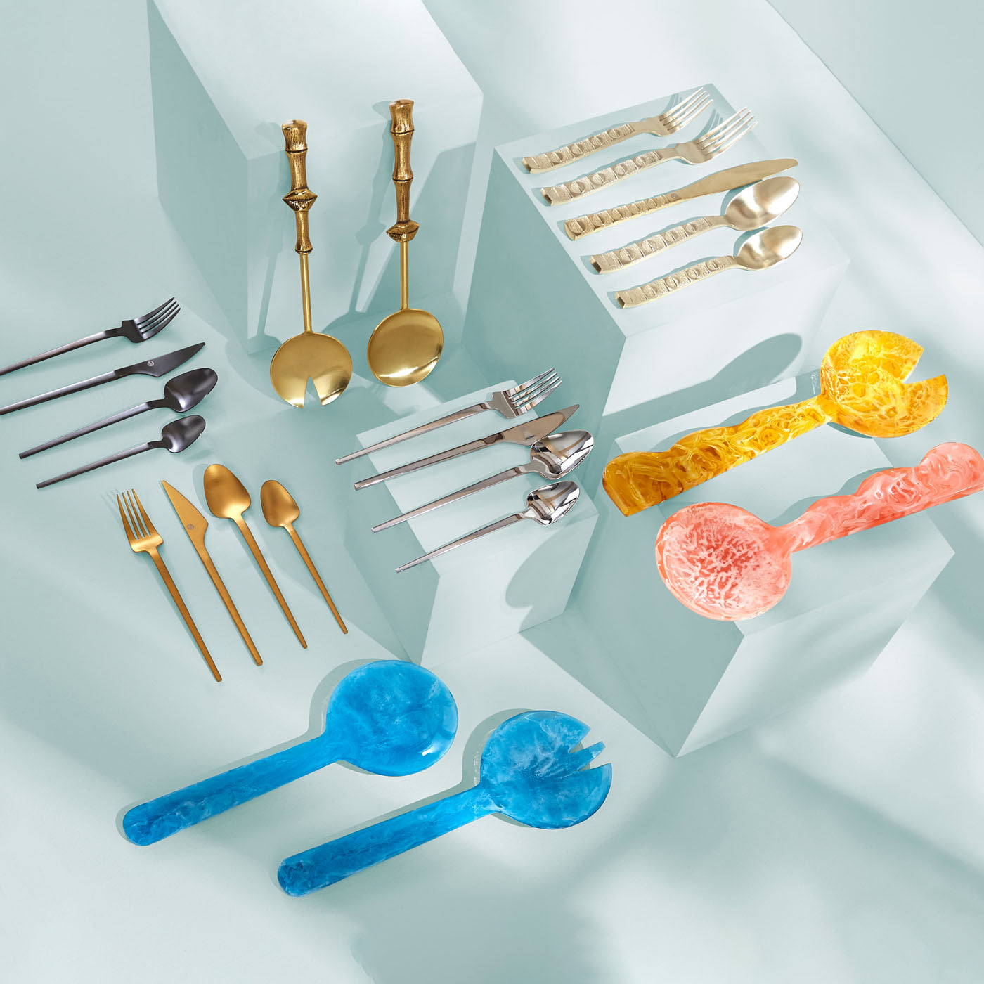 flatware and serveware set collection - styled view