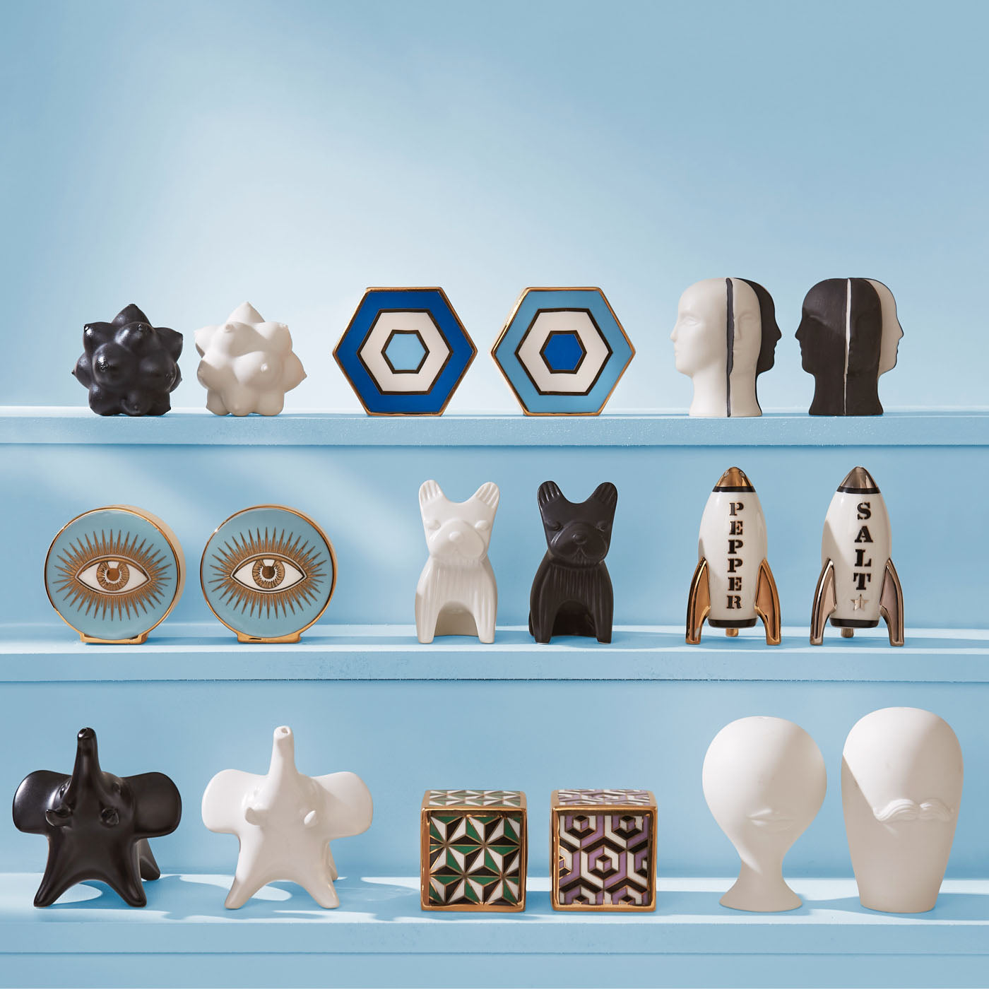Le Wink Salt & Pepper Set in Porcelain | Jonathan Adler
