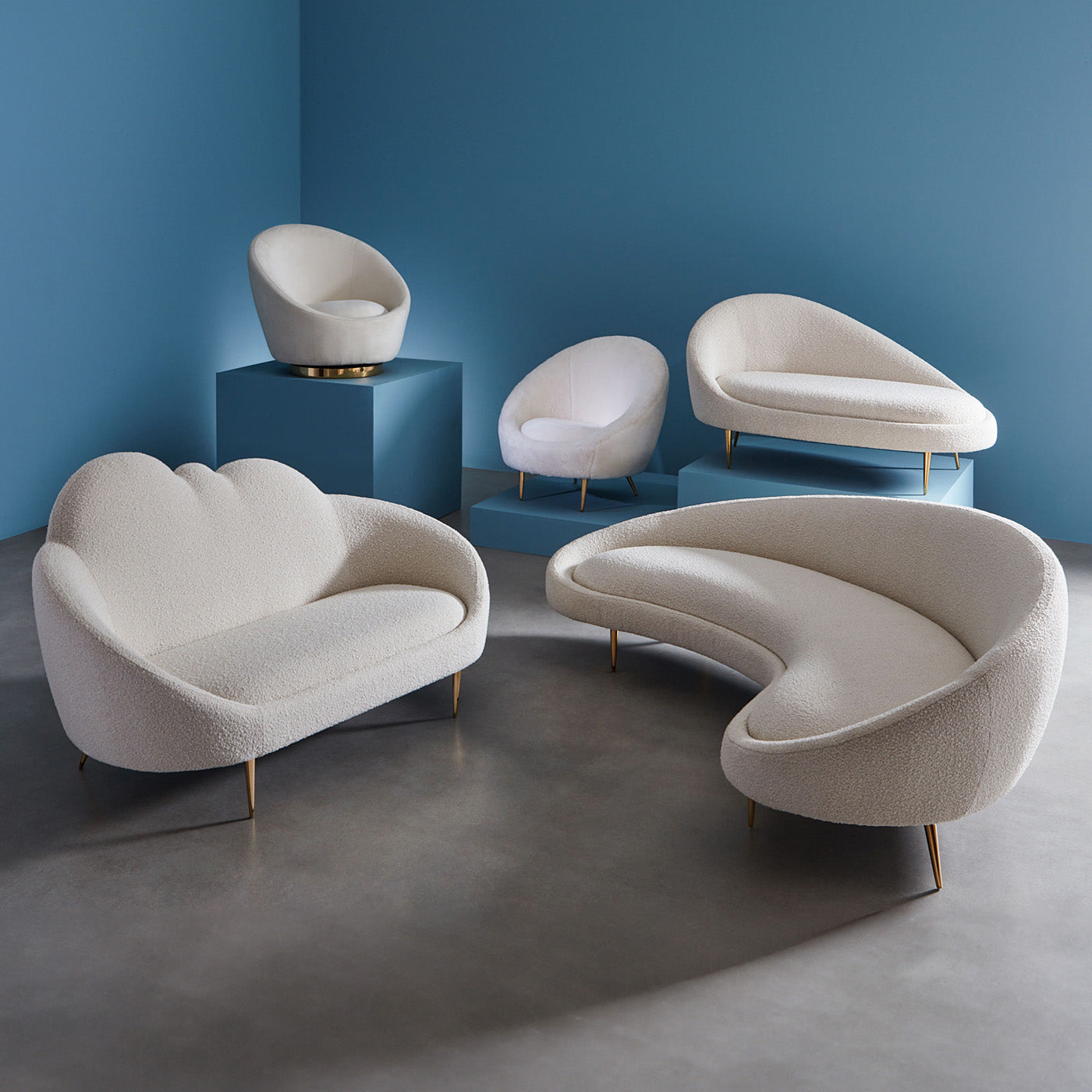 ether cloud settee olympus oatmeal boucle - side view