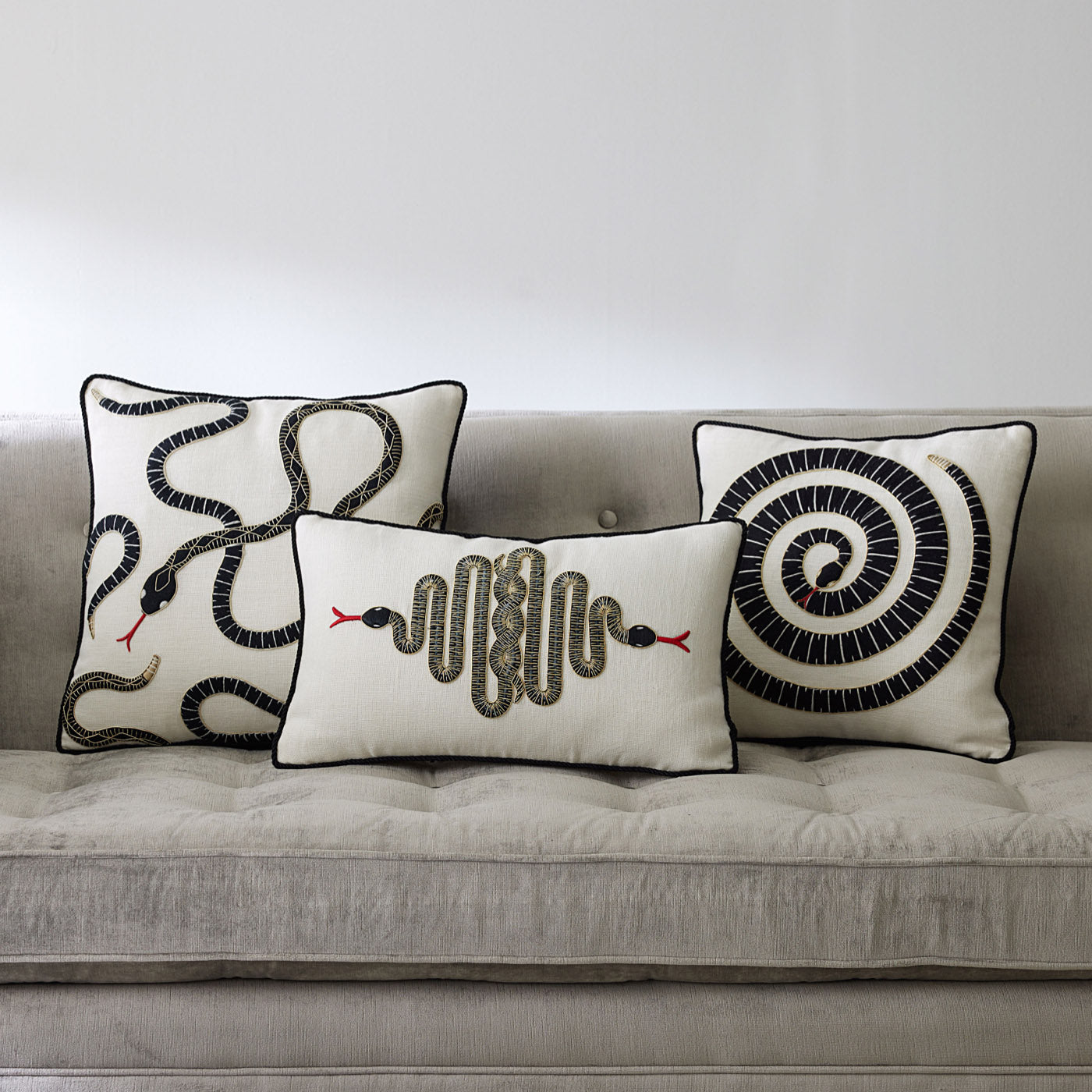 eden square pillow black and white with pompidou sectional