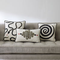 eden square pillow black and white with pompidou sectional