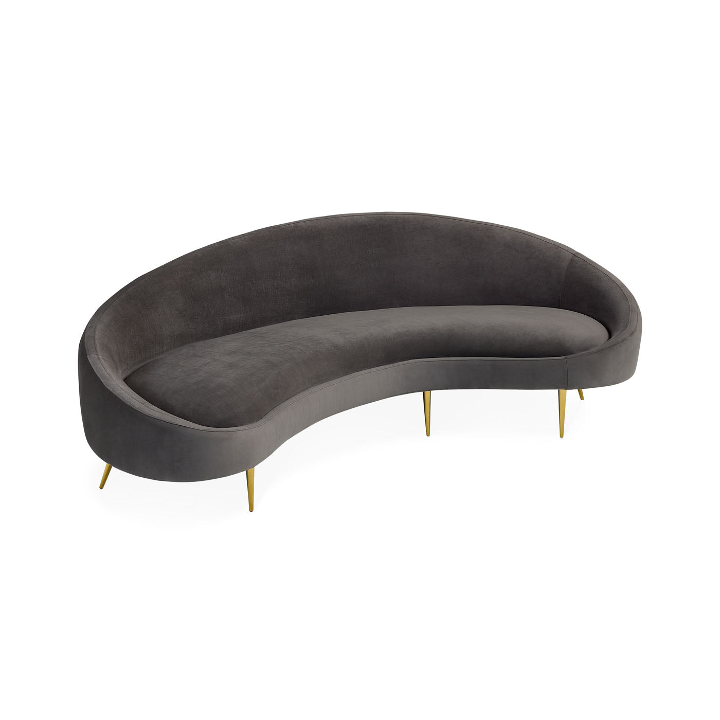ether curved sofa bergamo graphite grey velvet - angle view