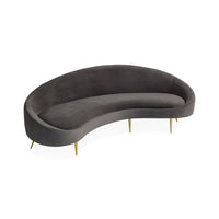 ether curved sofa bergamo graphite grey velvet - angle view