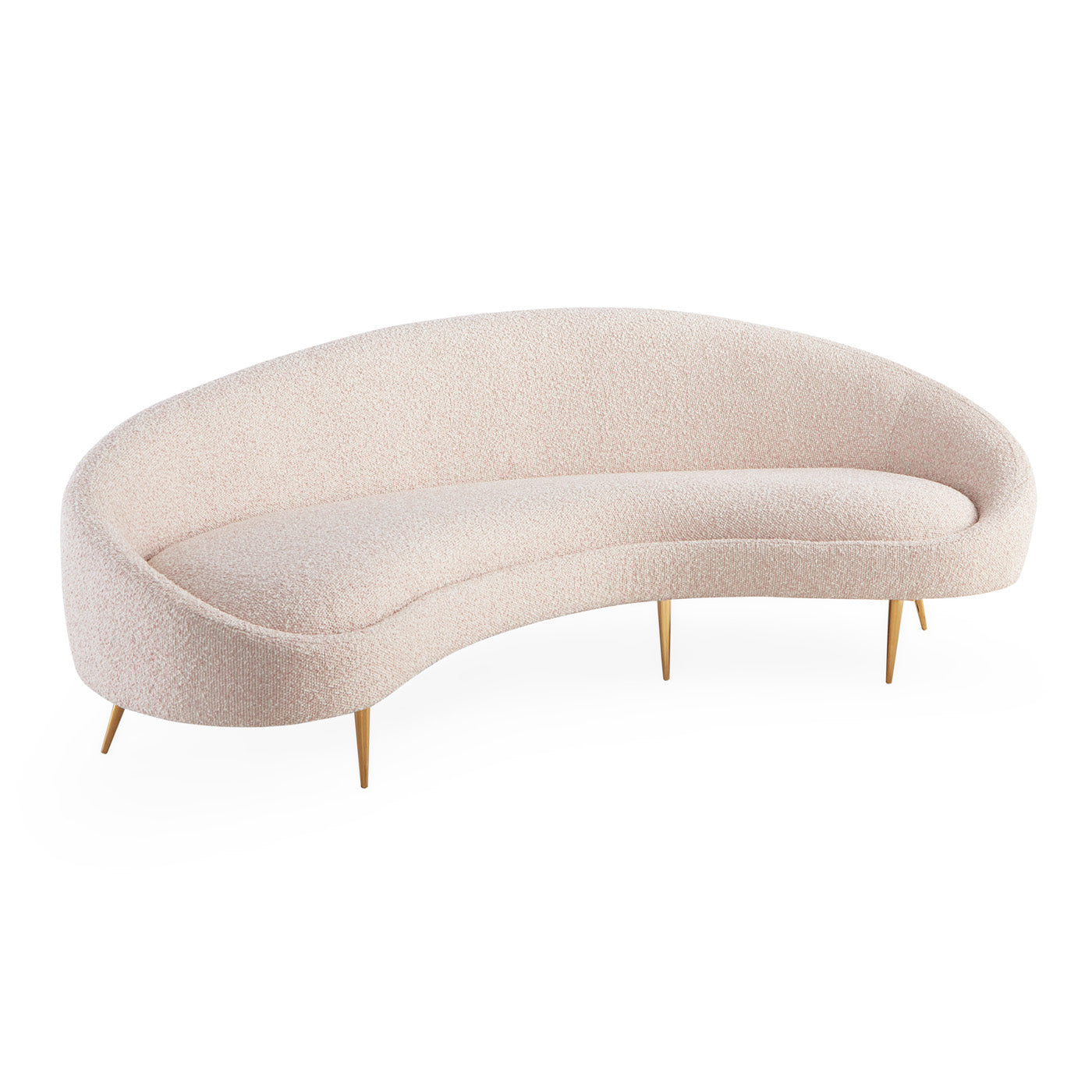 ether curved sofa maxime shearling lounge chair scalinatella cocktail table living room - styled view
