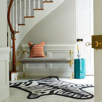 zebra peruvian flat weave rug with Wellington Console