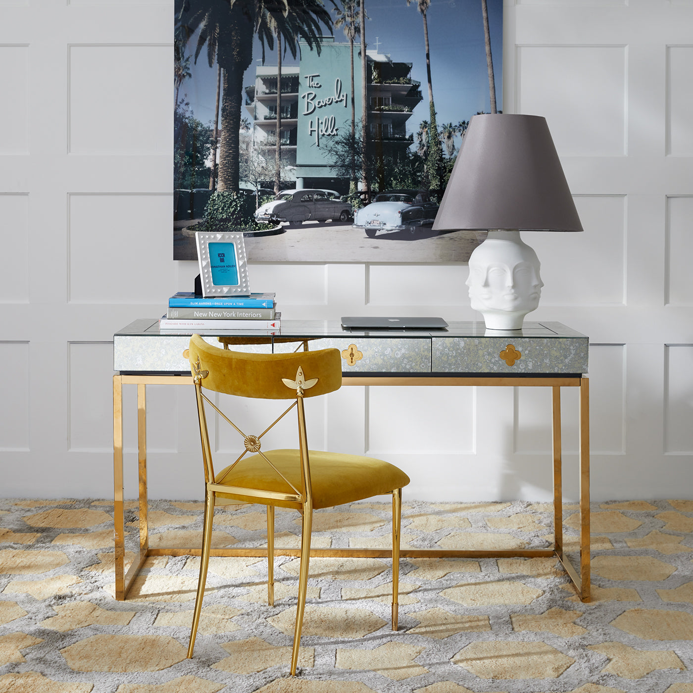 delphine desk rider dining chair dora maar table lamp home office - styled view