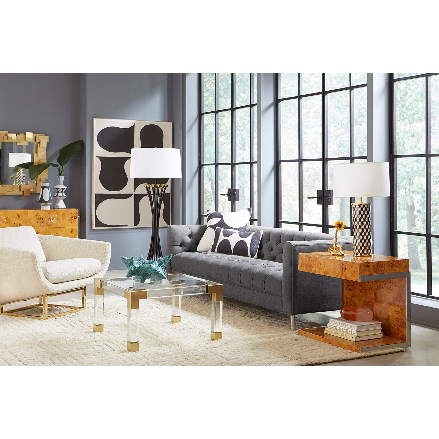 Bond Cantilevered Side Table in Wood and Steel | Jonathan Adler