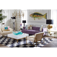 bennet fish 3 print baxter t-arm sofa peking cocktail table - styled view