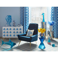 globo cabinet ultra lounge chair blue acrylic decor - styled view