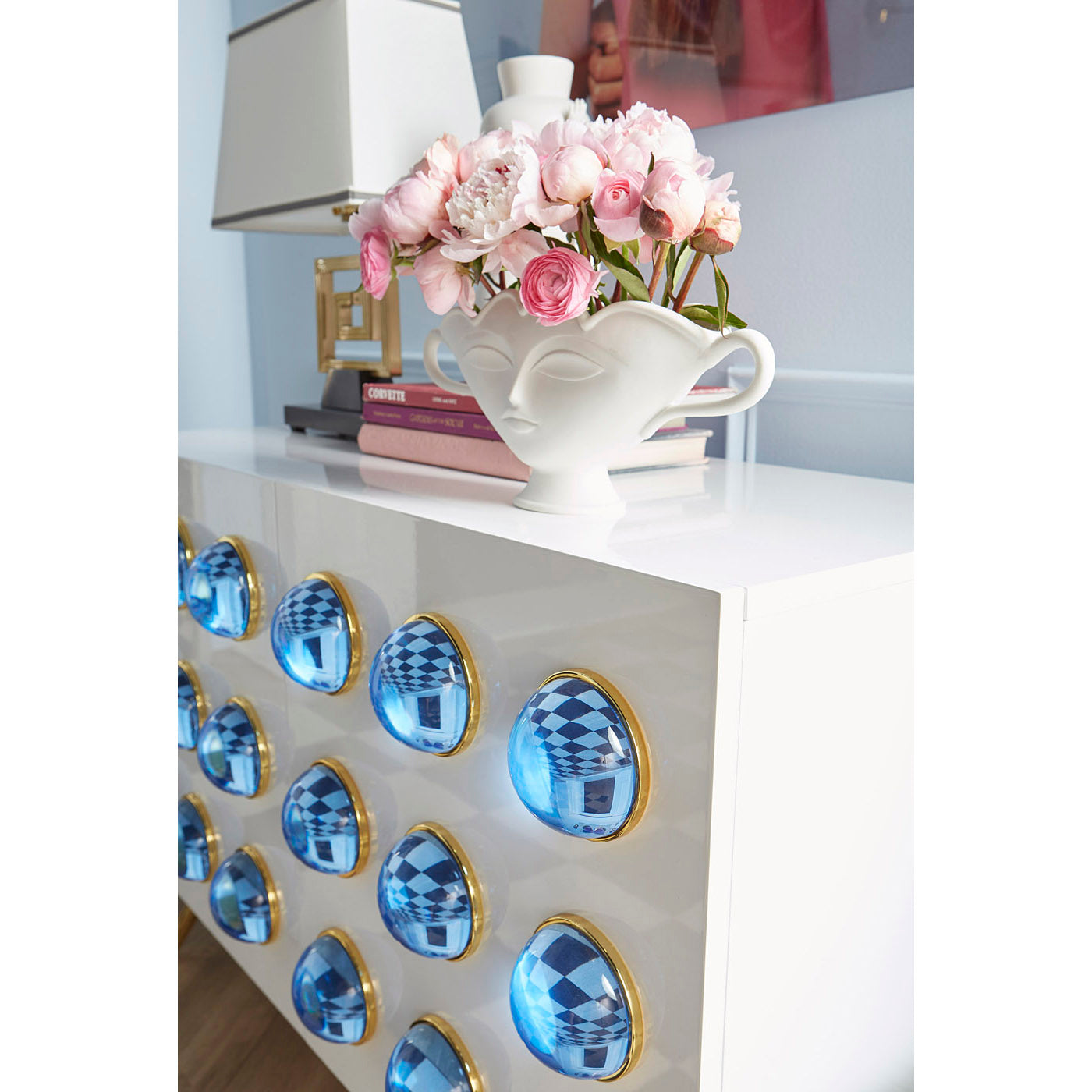 globo cabinet giuliette small urn vignette - styled view
