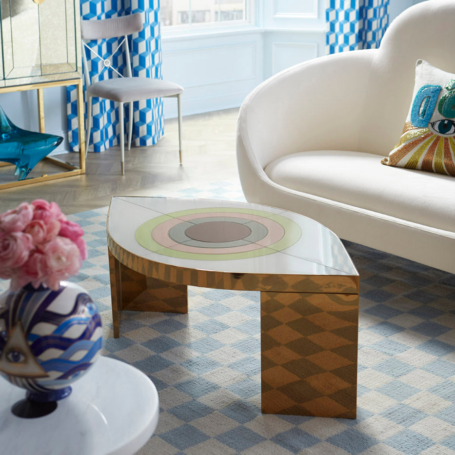 harlequin eye cocktail table ether cloud settee living room - detail styled view