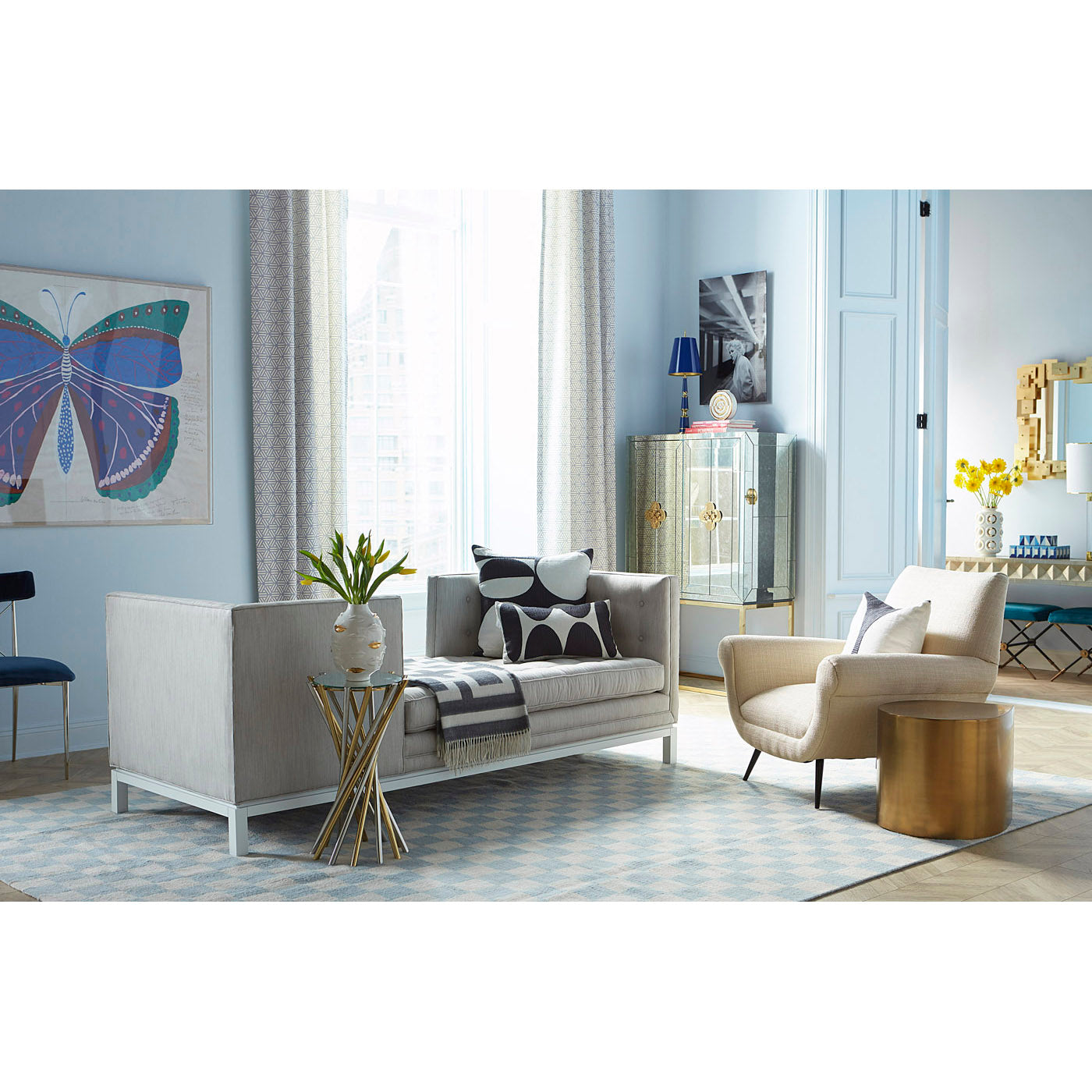 lampert tete a tete marcello lounge chair living room - styled view