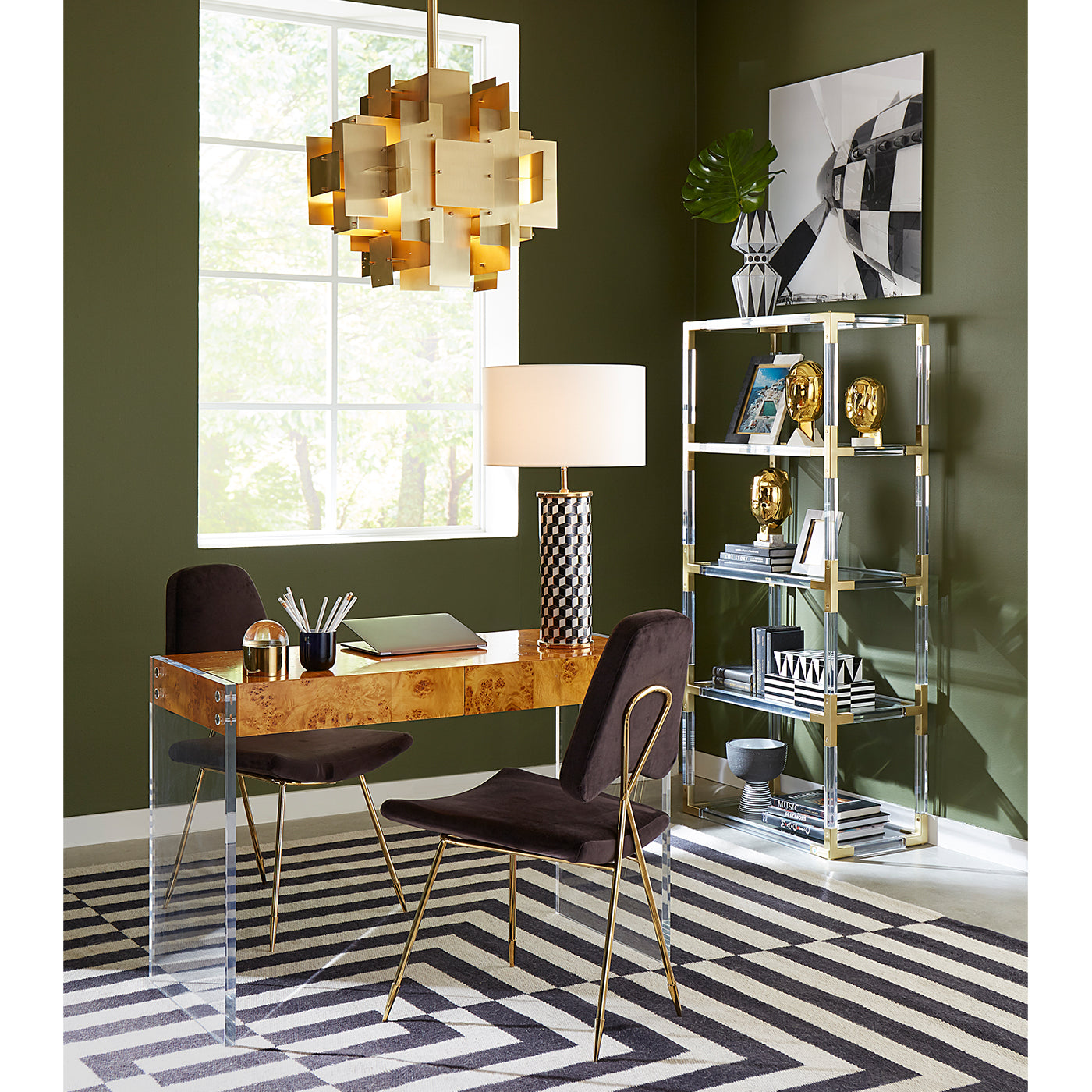 bond desk maxime dining chair carnaby table lamp jacques etagere home office - styled view