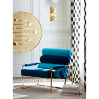 channeled goldfinger lounge chair rialto navy turquoise reform bar - styled view 2