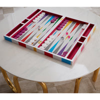 checkerboard backgammon set scalinatella cocktail table - styled view