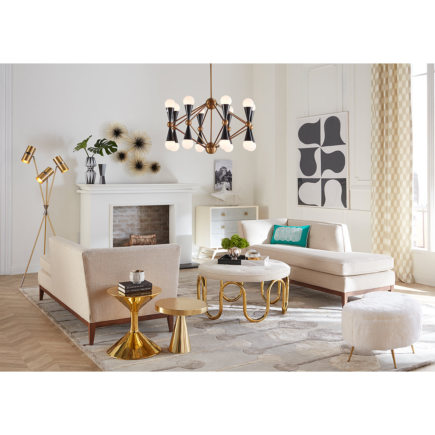 kidney ottoman shearling danner chaise scalinatella ottoman living room - styled view 1