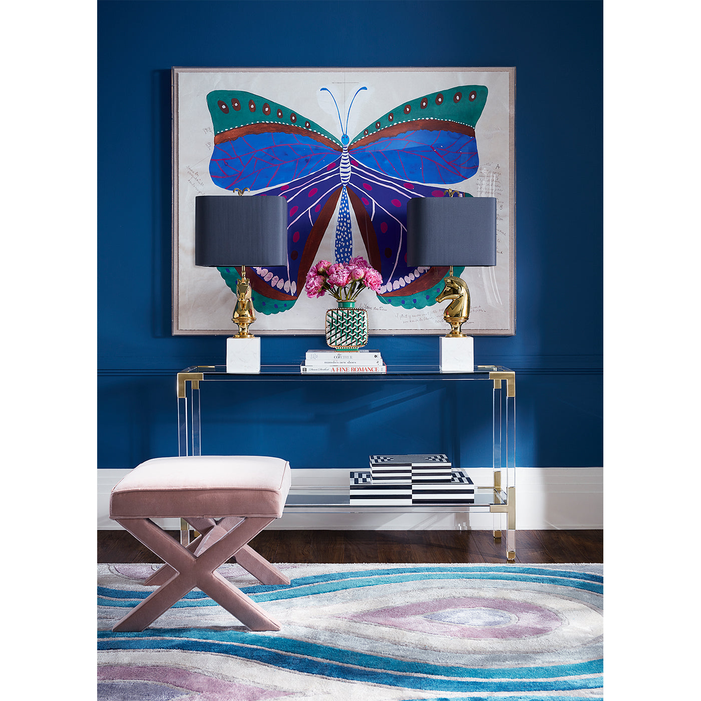 milano hand tufted rug blue purple - styled view 4