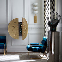 alphaville pedestal channeled goldfinger lounge chair reform bar - styled view