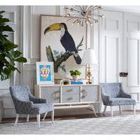 sputnik chandelier siam credenza haines chairs - styled view