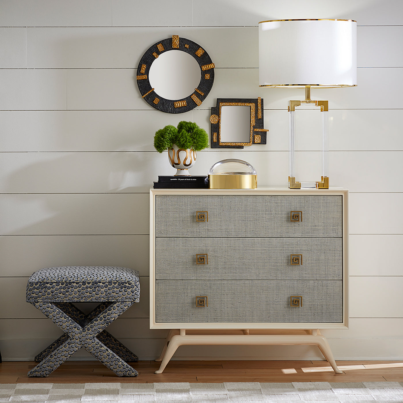 jacques column table lamp osaka accent mirrors siam three-drawer chest - styled view
