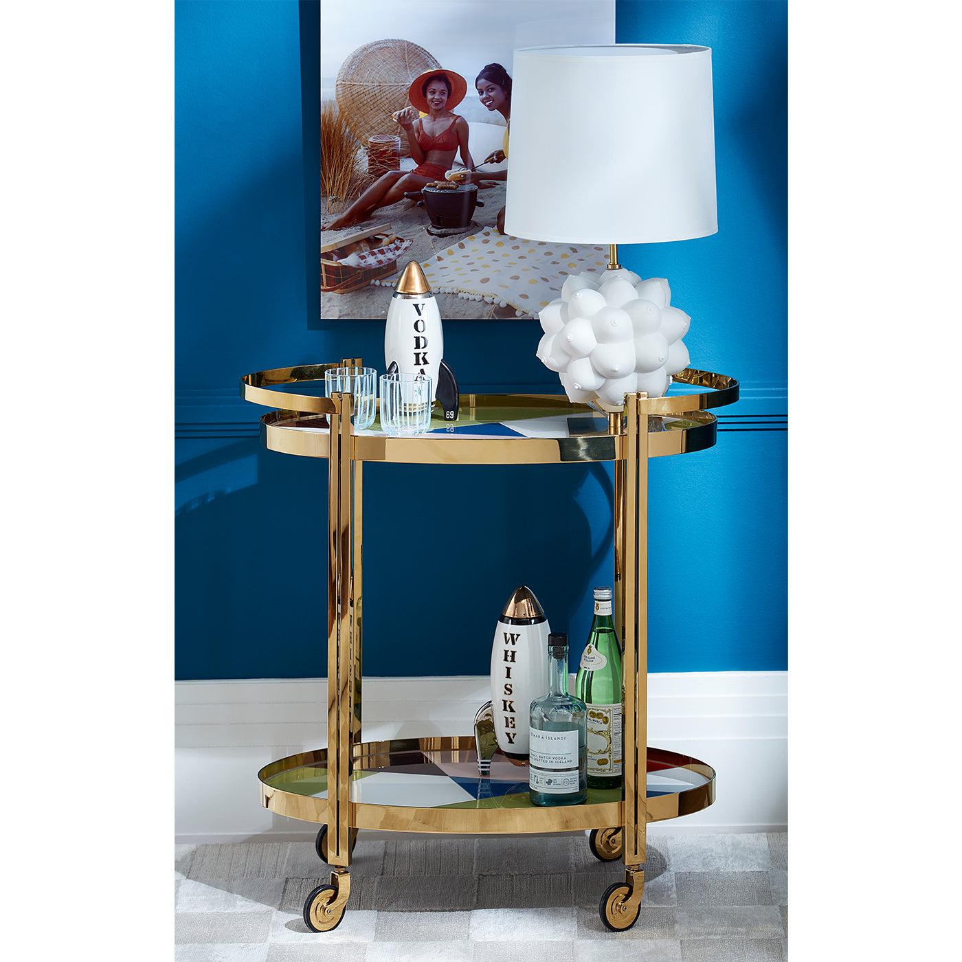 whiskey rocket decanter georgia table lamp torino bar cart - styled view 1