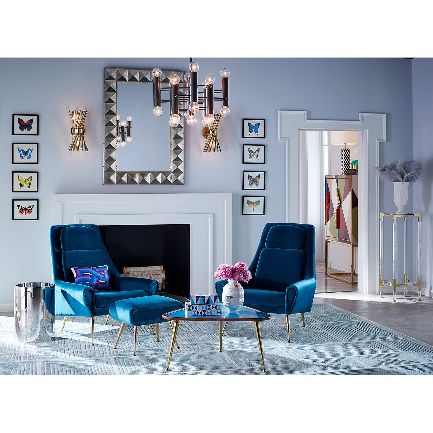 gilded gala round vase ultra lounge chairs living room - styled view