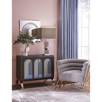 atlas split vase arcade cabinet maxime club chair - styled view