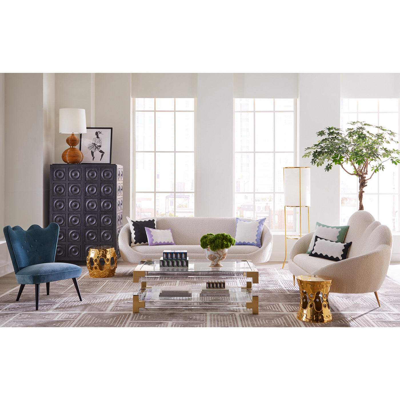 ripple slipper chair jacques grand cocktail table ether sofa - styled view