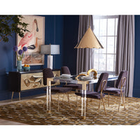 warnicke spoonbill print jacques dining table maxime dining chairs - styled view