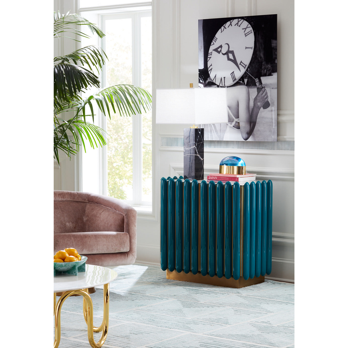 kiki cabinet tall canaan table lamp globo box - styled view