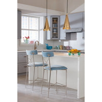 rider counter stools rialto sky brass ripple pendants kitchen - styled view