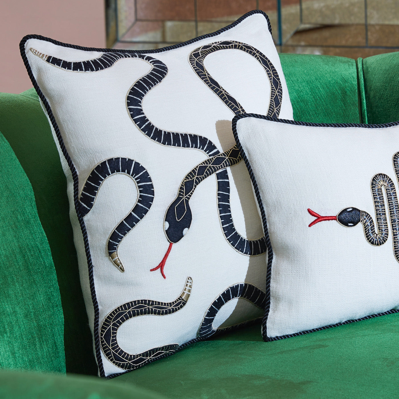 eden square pillow black and white - group view