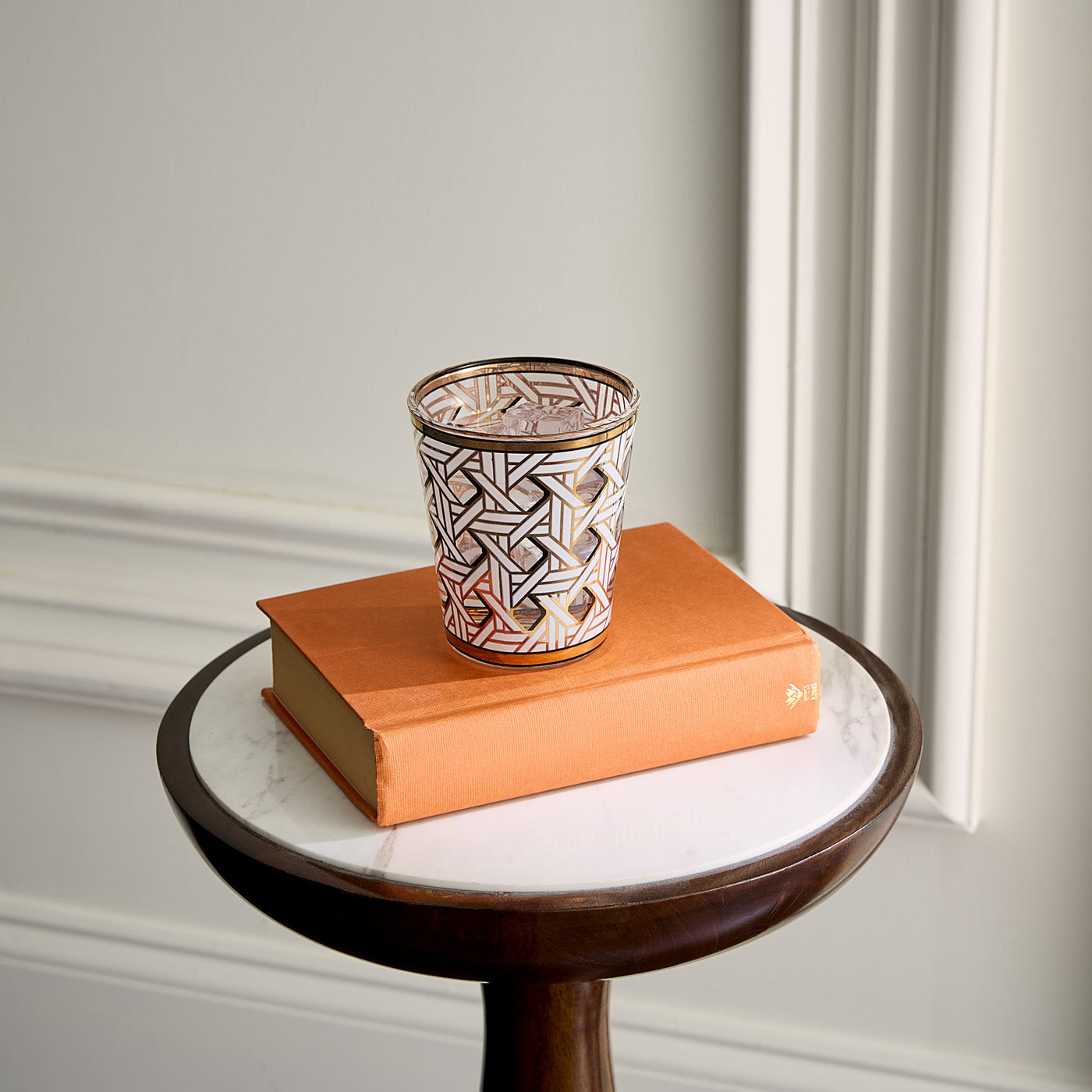 Basketweave Glassware Set in Glass with Gold Accents | Jonathan Adler