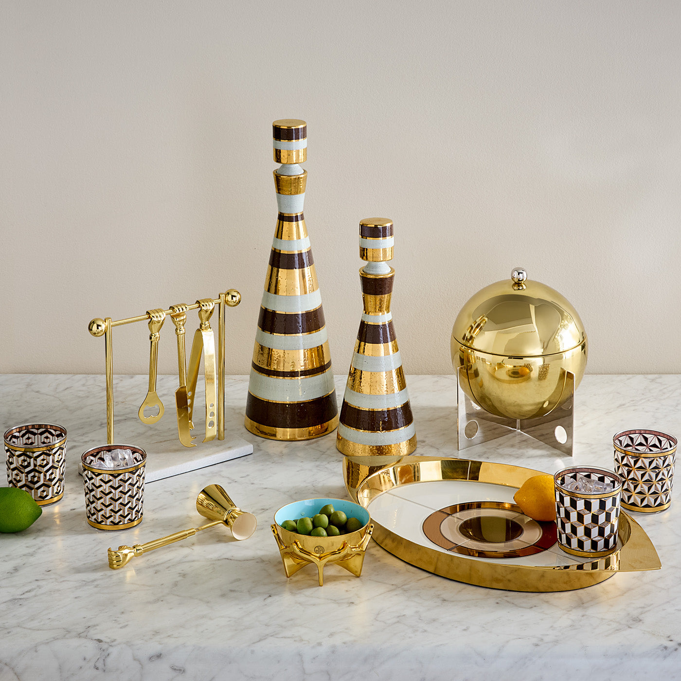 Chroma Bronze Decanters - styled view