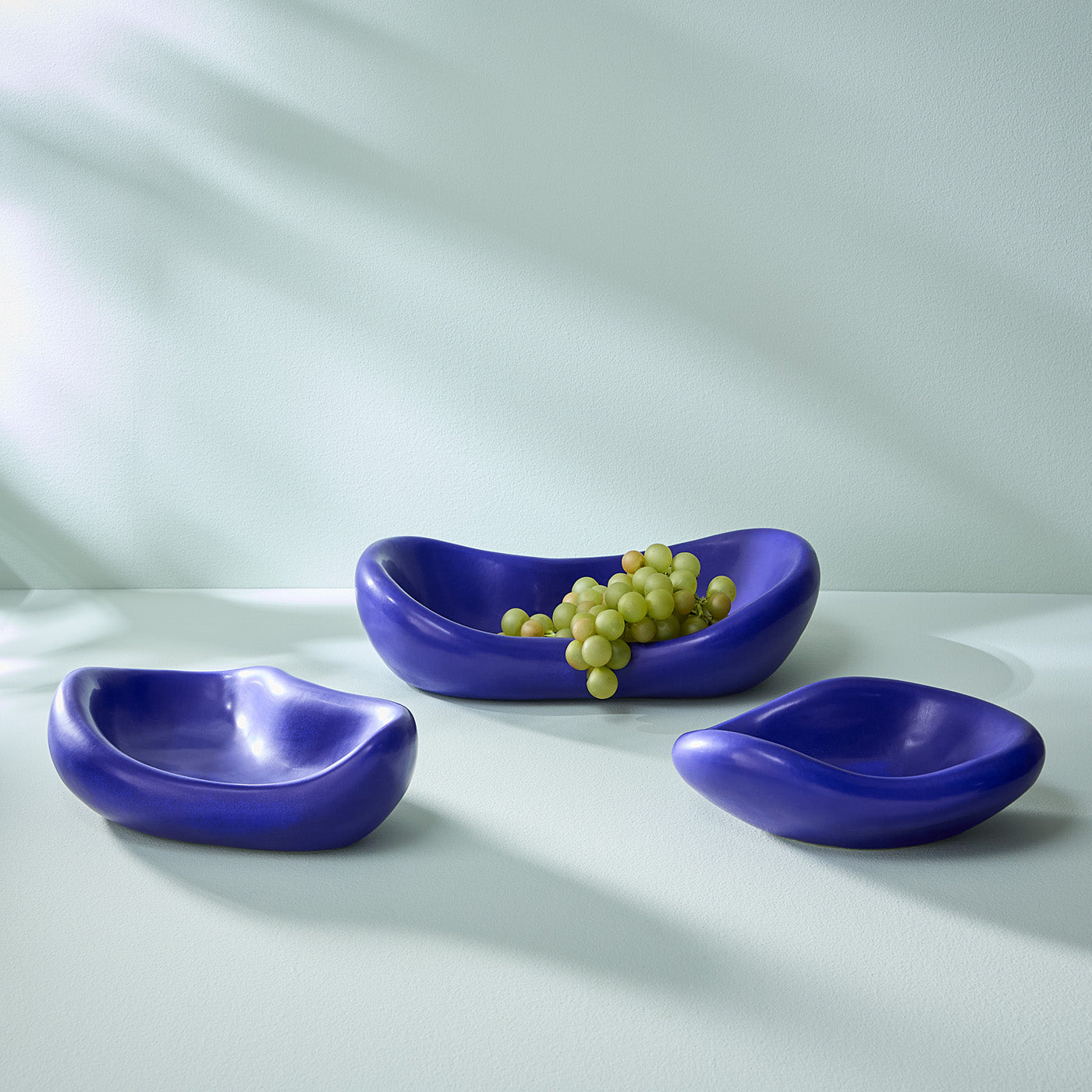 Cobalt Bowls with grapes - angle styled view