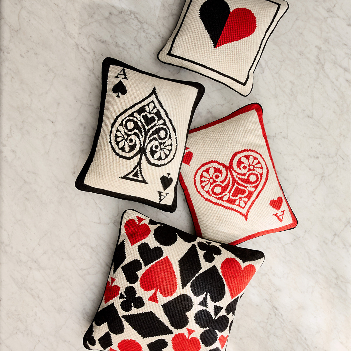 Hearts Needlepoint Pillow in Wool and Velvet | Jonathan Adler
