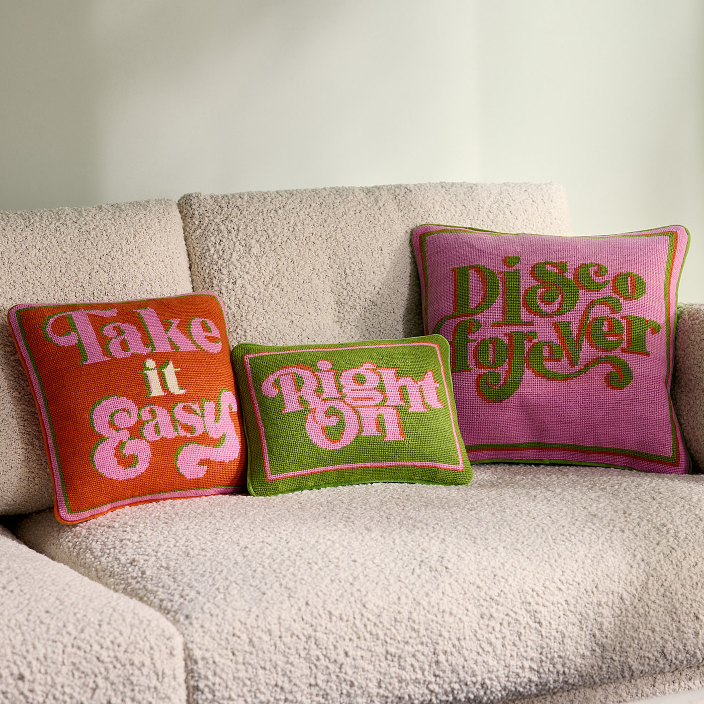 Disco Forever Needlepoint Pillow - styled view