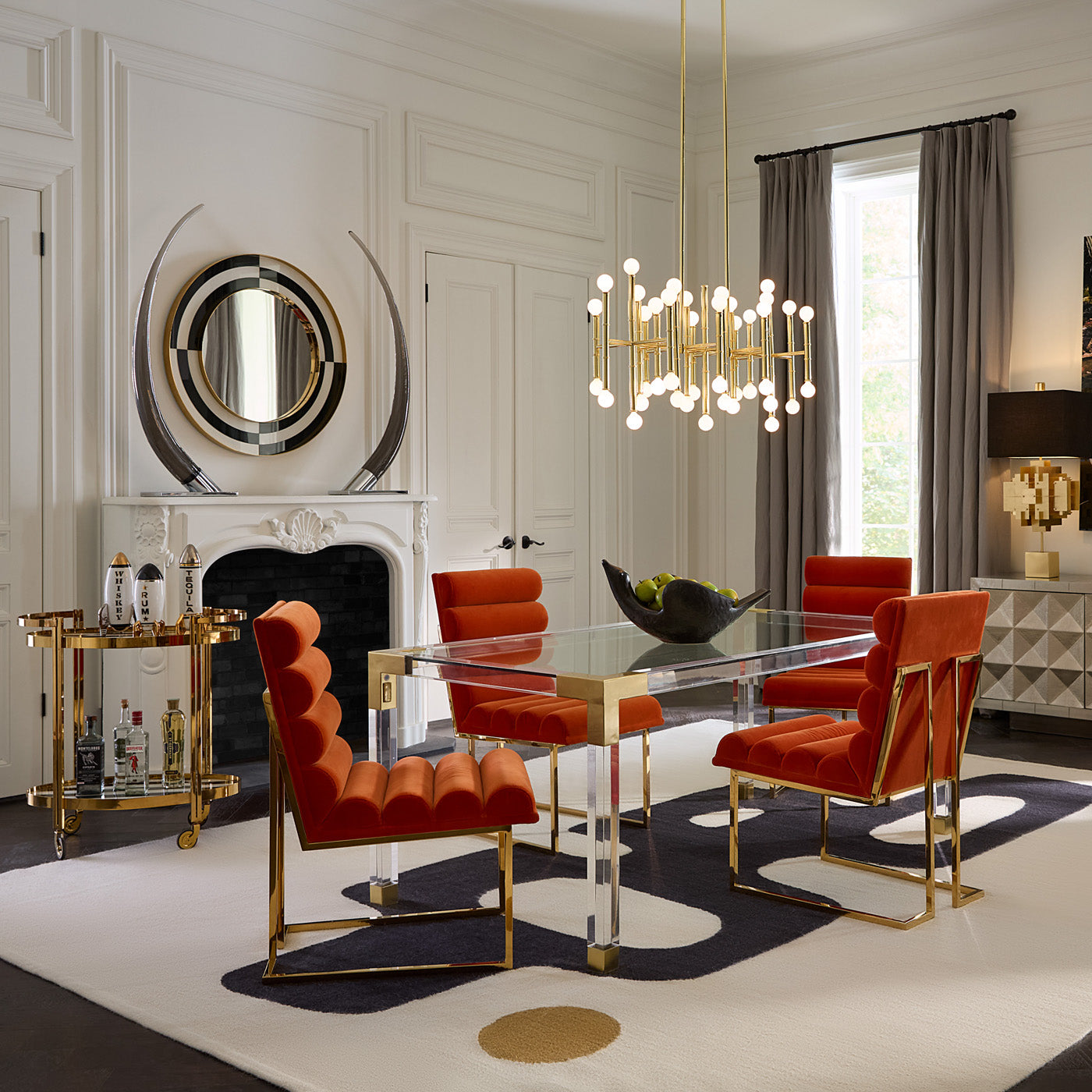 Op Art Mirror with Jacques Dining Table