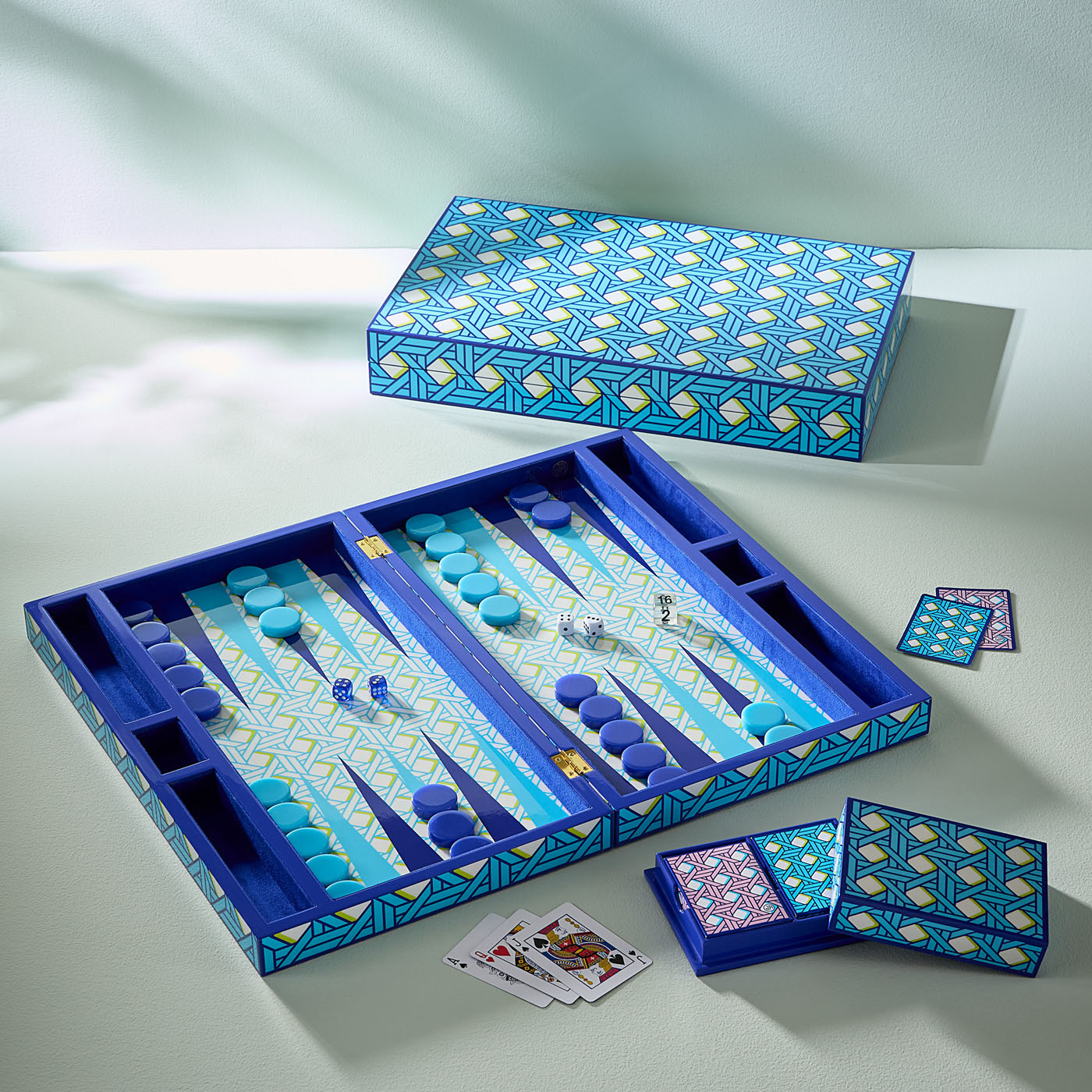Basketweave Backgammon Set - styled view