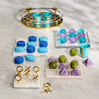 jacques round tray clear acrylic brass with games