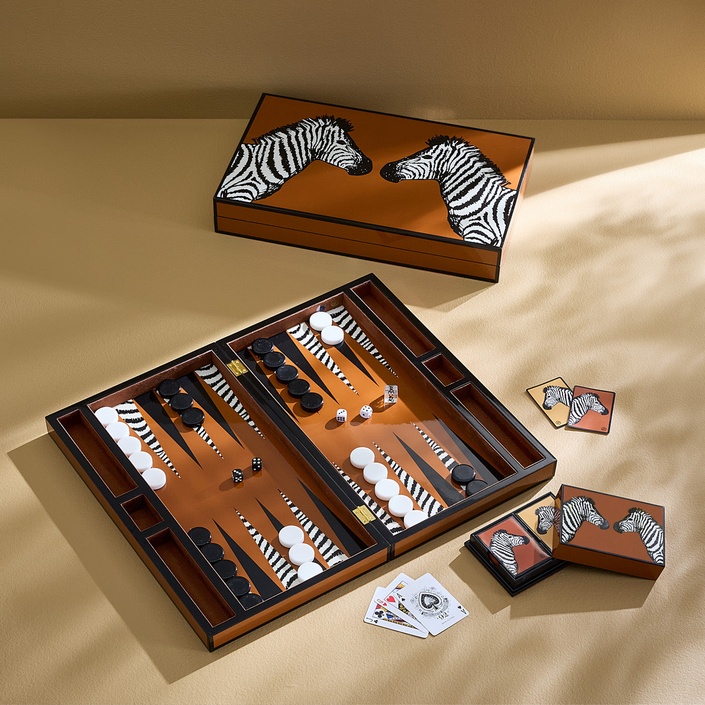 Zebra Backgammon Set - styled view