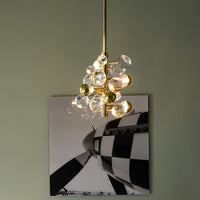 globo five-light chandelier acrylic brass fall shot
