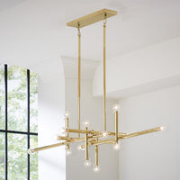 milano linear chandelier brass - styled view