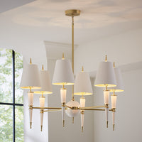 versailles chandelier with painted shade lacquer white brass - styled view