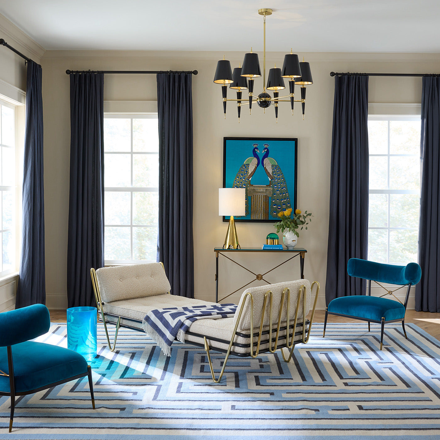 3D Greek Key Flatweave Rug with Kiki Dresser