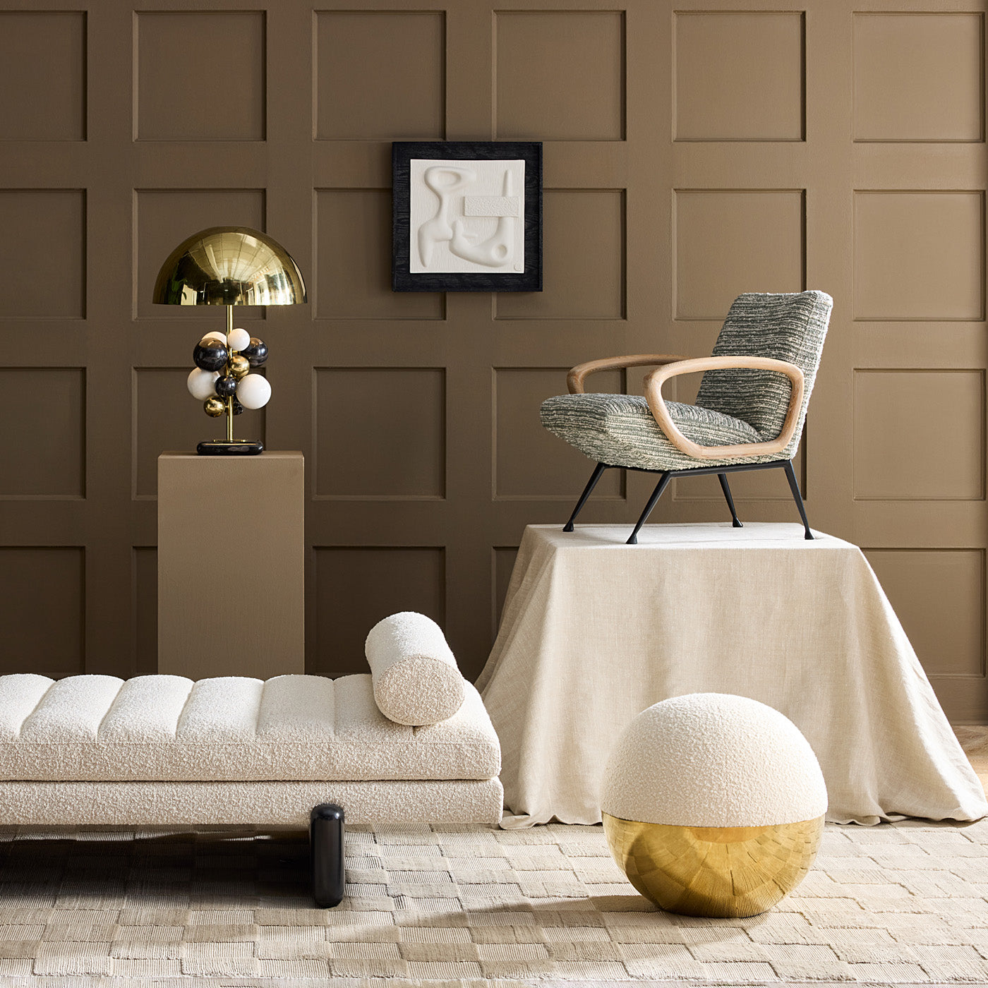 Alphaville Tuffet in Olympus Ivory - styled view