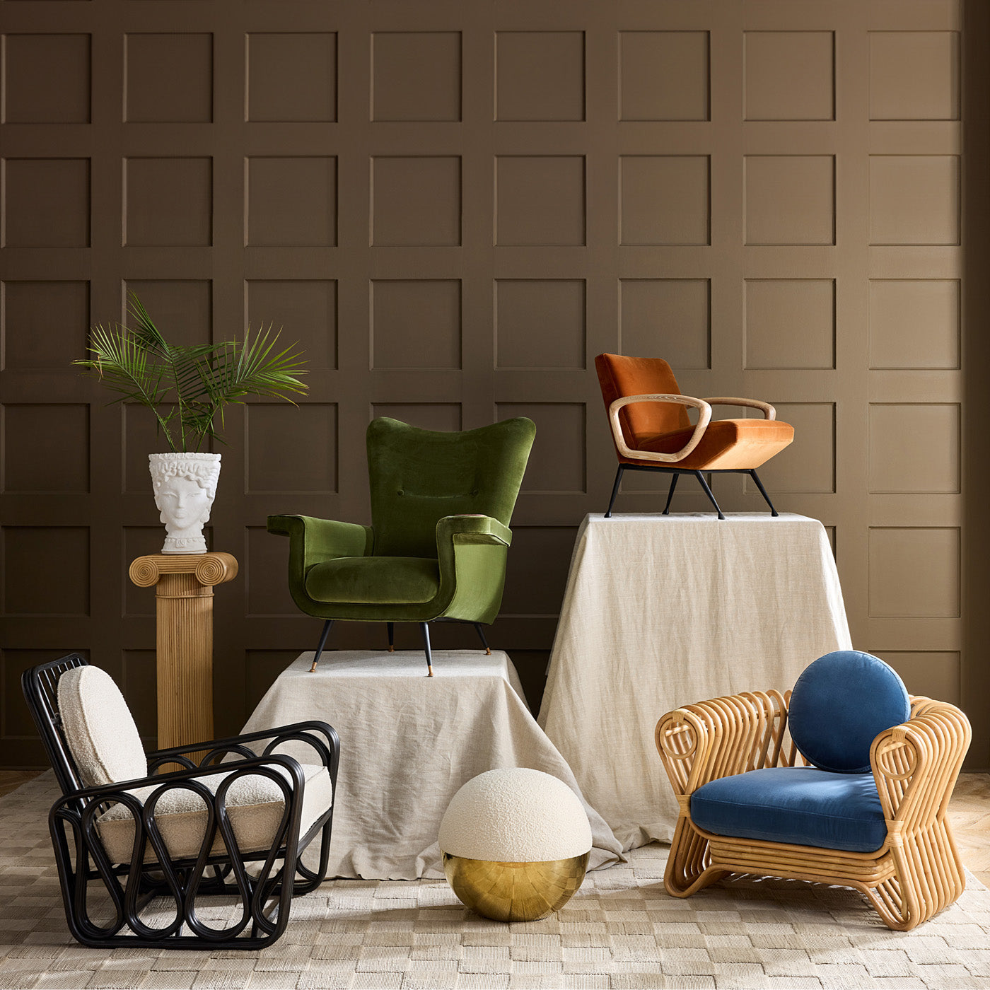 Alphaville Tuffet in Olympus Ivory styled